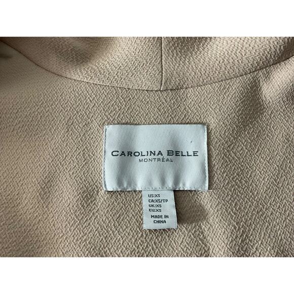 Carolina Belle Women's Tan Beige Extra Small XS Blazer Open Front Draped Lapel - Picture 3 of 8